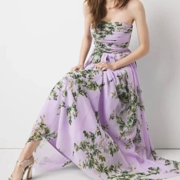 White House Black Market Strapless Chiffon Maxi Dress - Picture 1 of 7